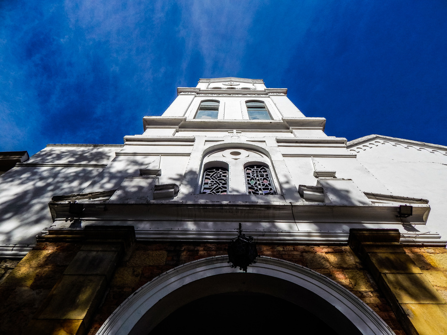 Catholic church seen from below (Parque de Usaquen)