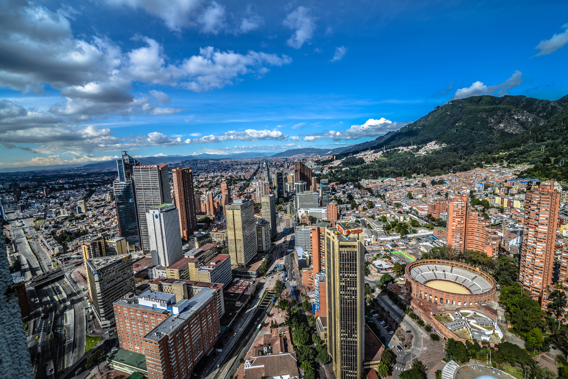 Wide angle view of Bogotà Colombia