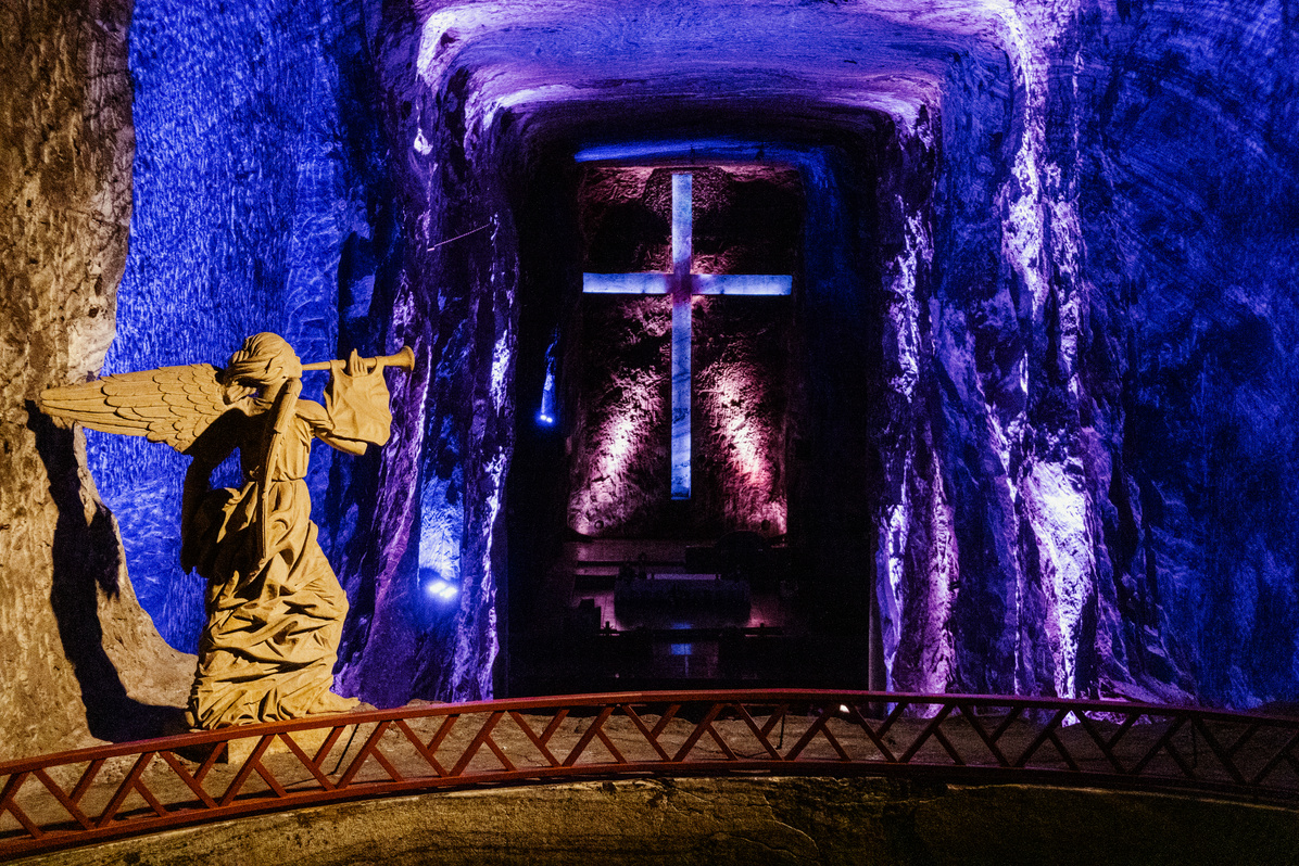 Inside a salt cathedral in Colombia